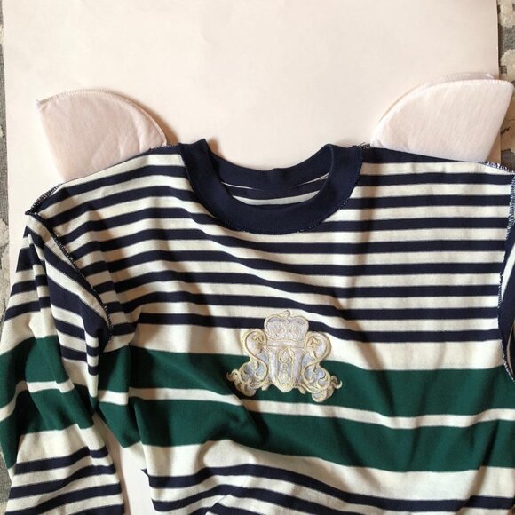 Folette, Oversized Small, Nautical Stripe,  Cotton-blend top, White/Green/Blue - Picture 6 of 8